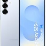 Samsung Galaxy S25 Plus 256GB azul hielo nuevo visto de frente y trasera