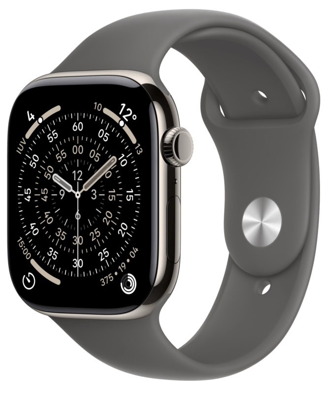 Apple Watch Series 11 GPS + Cellular 46mm Titanio Natural Natural Titanium con Stone Grey Sport Band