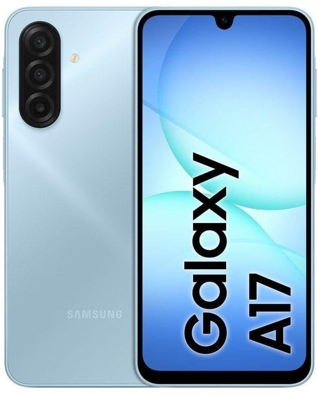 Samsung Galaxy A17 8GB/256GB Azul Claro Samsung Galaxy A17 8GB 256GB azul claro nuevo visto de frente y trasera