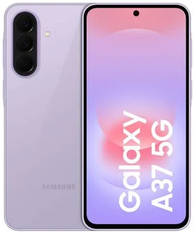Samsung Galaxy A37 5G 256GB lavanda Awesome Lavender nuevo vista frontal y trasera