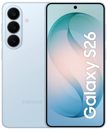 Samsung Galaxy S26 5G 256GB azul cielo Sky Blue nuevo vista frontal y trasera