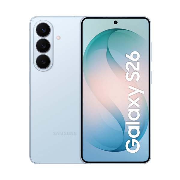 Samsung Galaxy S26 5G 256GB azul cielo Sky Blue nuevo vista frontal y trasera