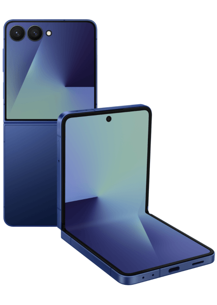Samsung Galaxy Z Flip7 256GB azul sombra nuevo con diseño plegable y pantalla exterior FlexWindow