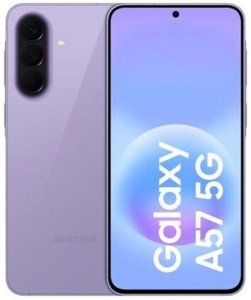 Samsung Galaxy A57 5G 256GB lila Awesome Lilac nuevo vista frontal y trasera