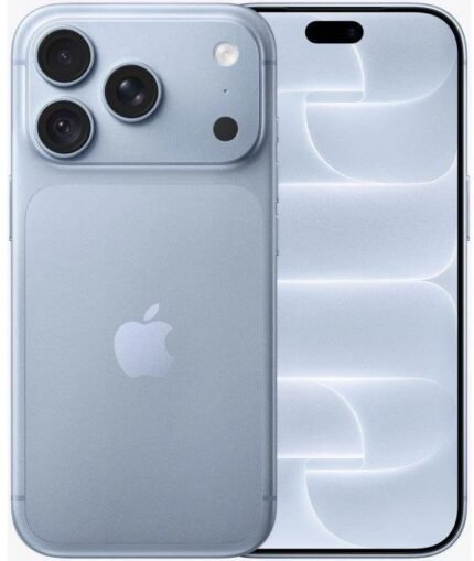 Apple iPhone 18 Pro Max 2TB Azul Glacial (Glacier), vista frontal y trasera del smartphone nuevo.
